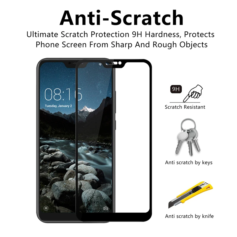 Полное покрытие закаленное стекло для Xiaomi Mi 8 Lite Mi8 Se 9 Mi9 Защитное Xiomi A2 A1 Pocophone F1