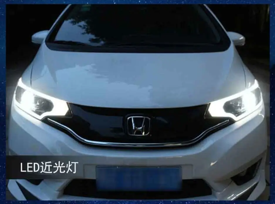 2 шт. бампер свет для 2014 2015 2016 2017 год фары Honda Jazz Fit фары все светодиодный HI LO Fit Джаз противотуманная фара