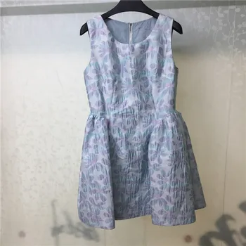

Women Mini Dress Summer O-neck Lady Sleeveless Dress Elegant 2018 Fashion A-line Dress Women