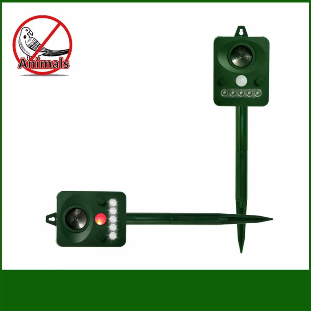 Professional Solar Power Infrared Sensor Animal Cats Dogs And Outdoor Bird Repeller Strong Ultrasonic Wave RCT-512 Green