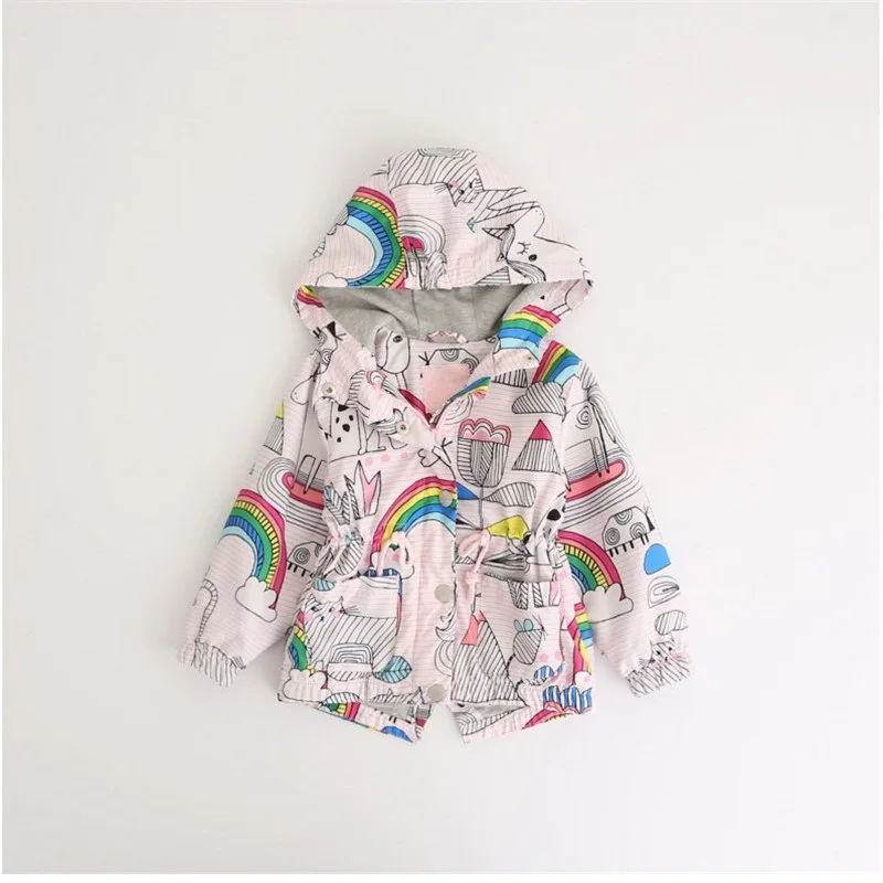 Dulce Amor Autumn Girls Jacket Windbreaker Cartoon Graffiti Hooded Coat For Girls Tops Children Outerwear Drop Shipping