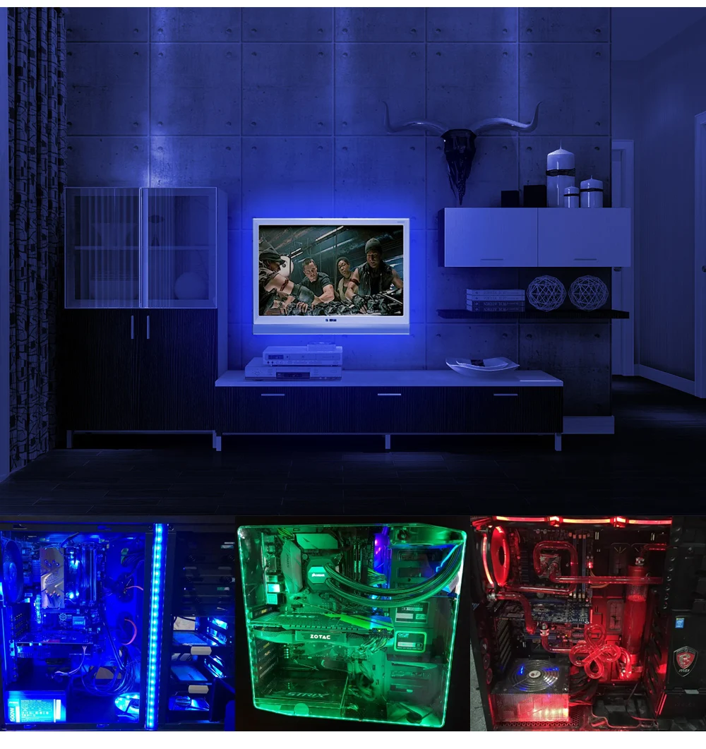 Светодиодный светильник, полный комплект, интерфейс Sata, РЧ контроллер для ПК, чехол для компьютера, цветная светодиодная лента WS2811 WS2811, 5050 RGB, 50 см, 100 см