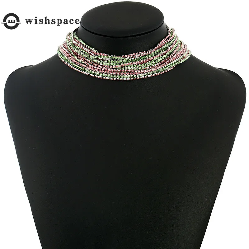 Europe and the United States fashionable woman contracted dazzle colour set auger claw chain necklace jewelry