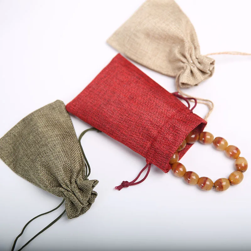 10 15Cm 50Pcs Lot Candy Pouches Bags Linen Gift Drawstring Bags For Wedding Party Jewelry Decoration