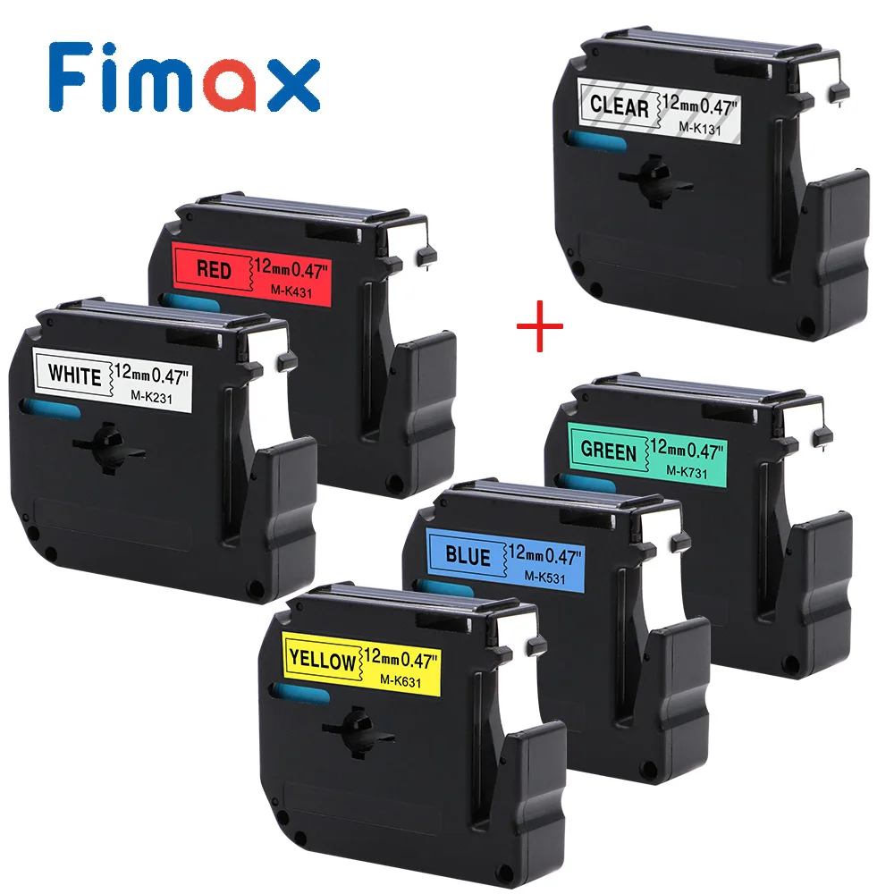 Fimax 6 шт. M-K231 MK231 MK131 MK631 совместимый для Brother P-touch M Тип этикетка лента 12 мм принтера