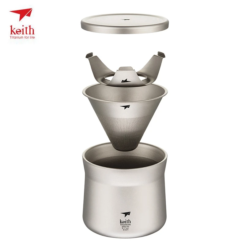 220 ml Keith titanio Mini café té con infusor para viajar uso acampar al aire libre portátil con bolsa regalos Ti3911