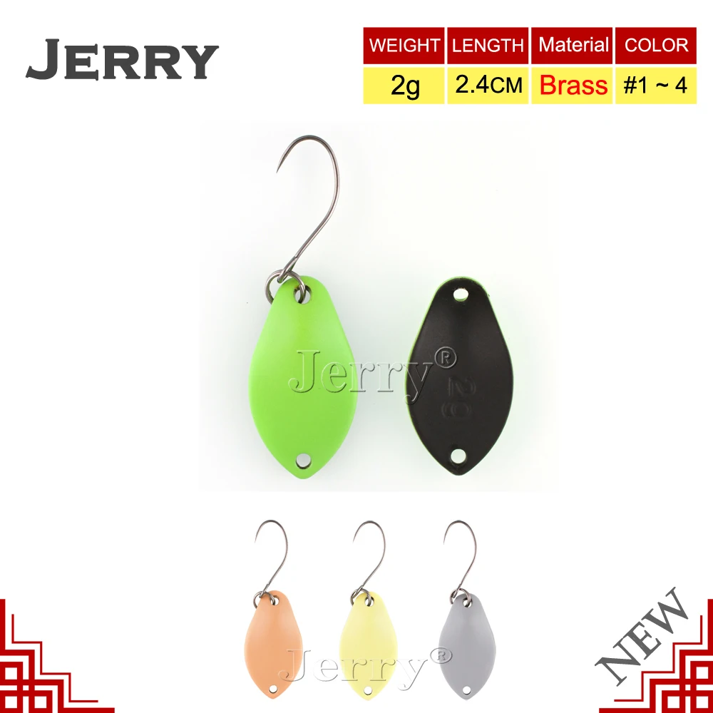 Jerry 2g wide area & lake trout spoons hard lures colorful brass spinning fishing spoons pesca