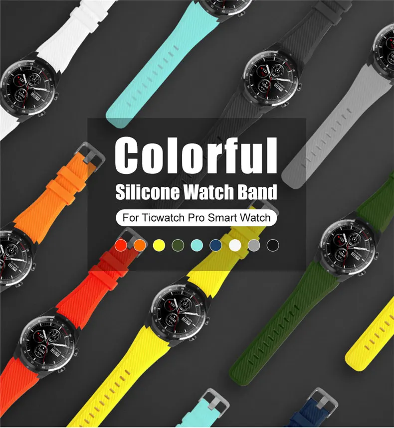 Силиконовый браслет SIKAI 22 мм для Ticwatch Pro моющийся ремешок для Ticwatch Pro samsung gear S3 huawei GT Magic Amazfit GTR 47 мм