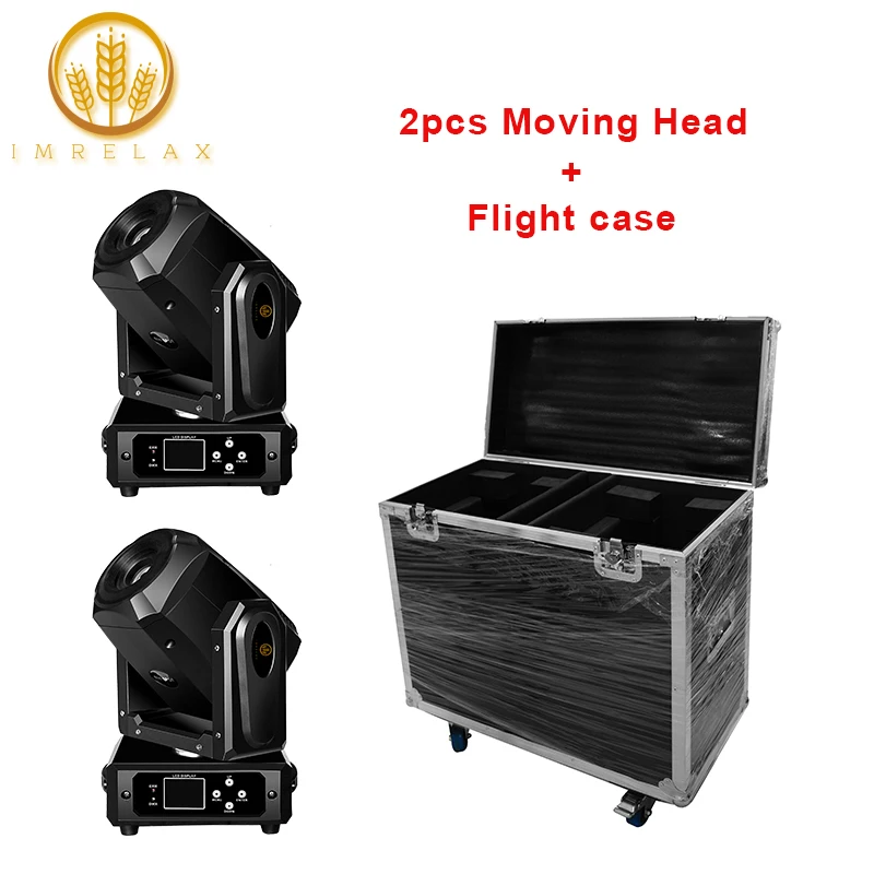 

IMRELAX New Design 2pcs 60W LED Spot Moving Head Light 3 Facet Prism Rotating GOBO With Flight Case Package