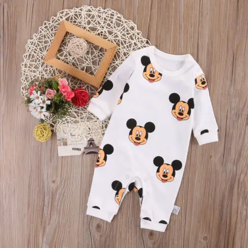 

Newborn Infant Baby Boy Girl Kids minnie long sleeve Romper Clothes Outfit