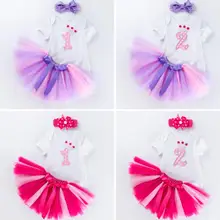 Комплект из 3 предметов, фатиновая нарядная одежда в горошек с зубцами для маленьких девочек, наряд для первого дня рождения, комбинезон с фатиновой юбкой, повязка на голову с бантом