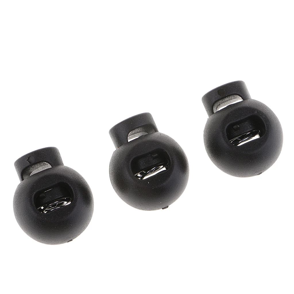  50Pcs Plastic Spring Cord Lock End Round Toggle Stoppers for Camping, Hiking, Shoelace Replacement, Sports, Backpacks 15mm