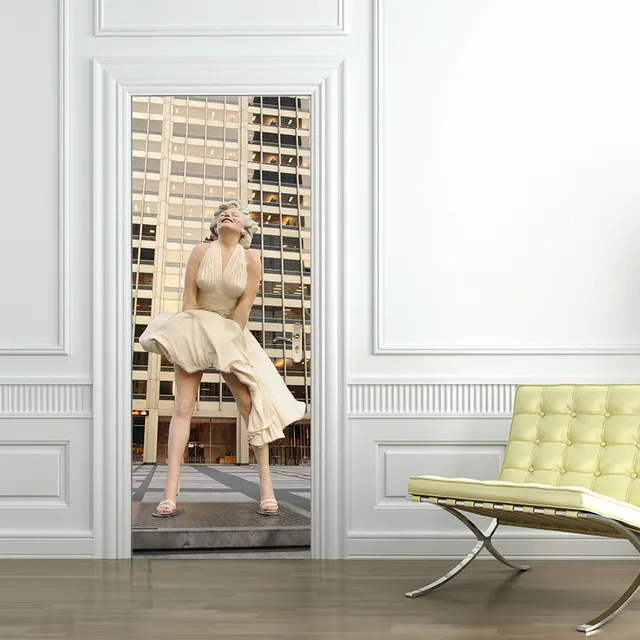 3D ремонт дверей стикер актер Мэрилин картины Мерлин Монро холст картина из 5 частей самоклеющиеся водоотталкивающие обои Гостиная
