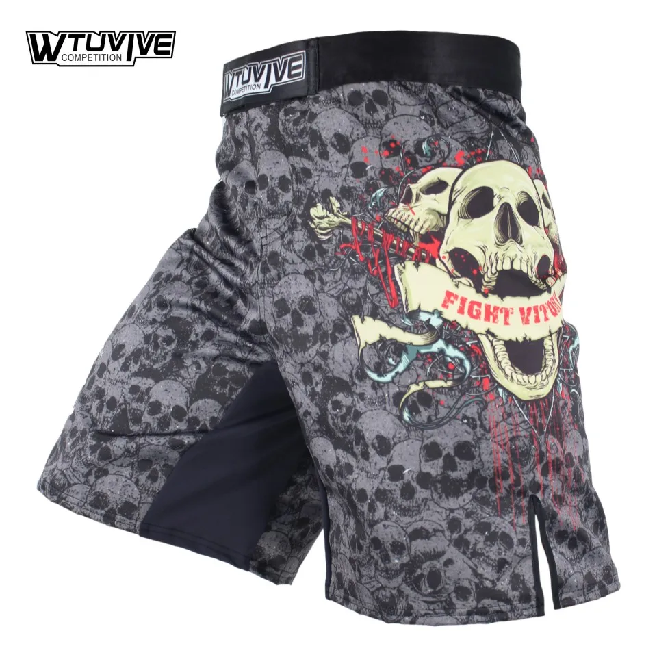 

WTUVIVE MMA Boxing Fitness Sports Squat Skeleton Personality Fight Shorts Thai Boxing Pants mma fight shorts short mma sanda