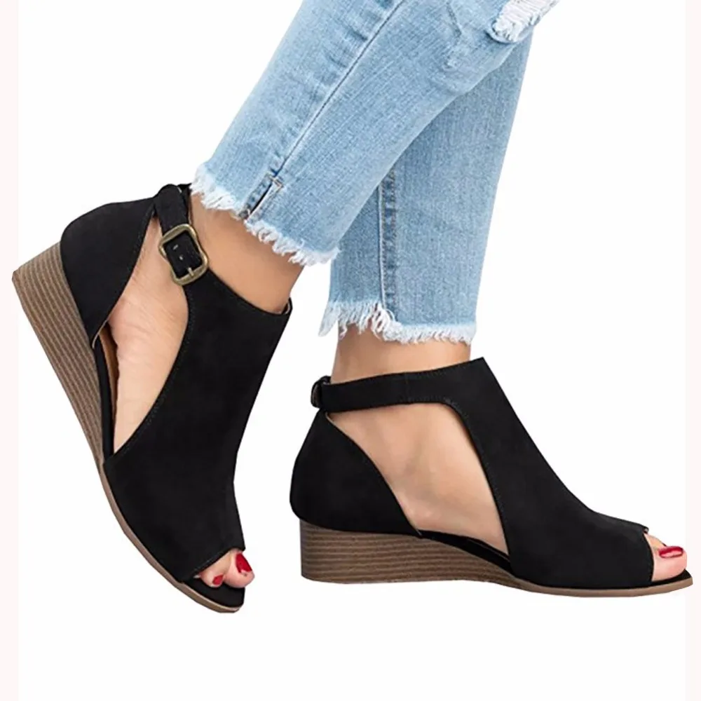 Новый шаблон Для женщин с открытым носком Платформа на высоких каблуках Босоножки на танкетке новые женские толстые-сандалии на платформе