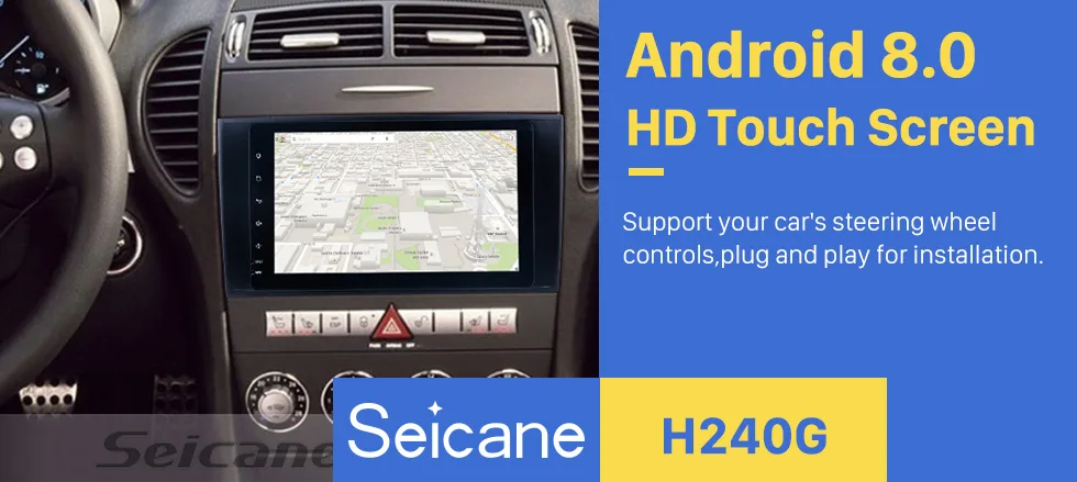 Top Seicane 8" Android 9.0 2Din HD GPS Car Stereo For 2000-2011 Mercedes SLK Class R171 SLK200 SLK280 SLK300 SLK350 SLK55 Head Unit 0