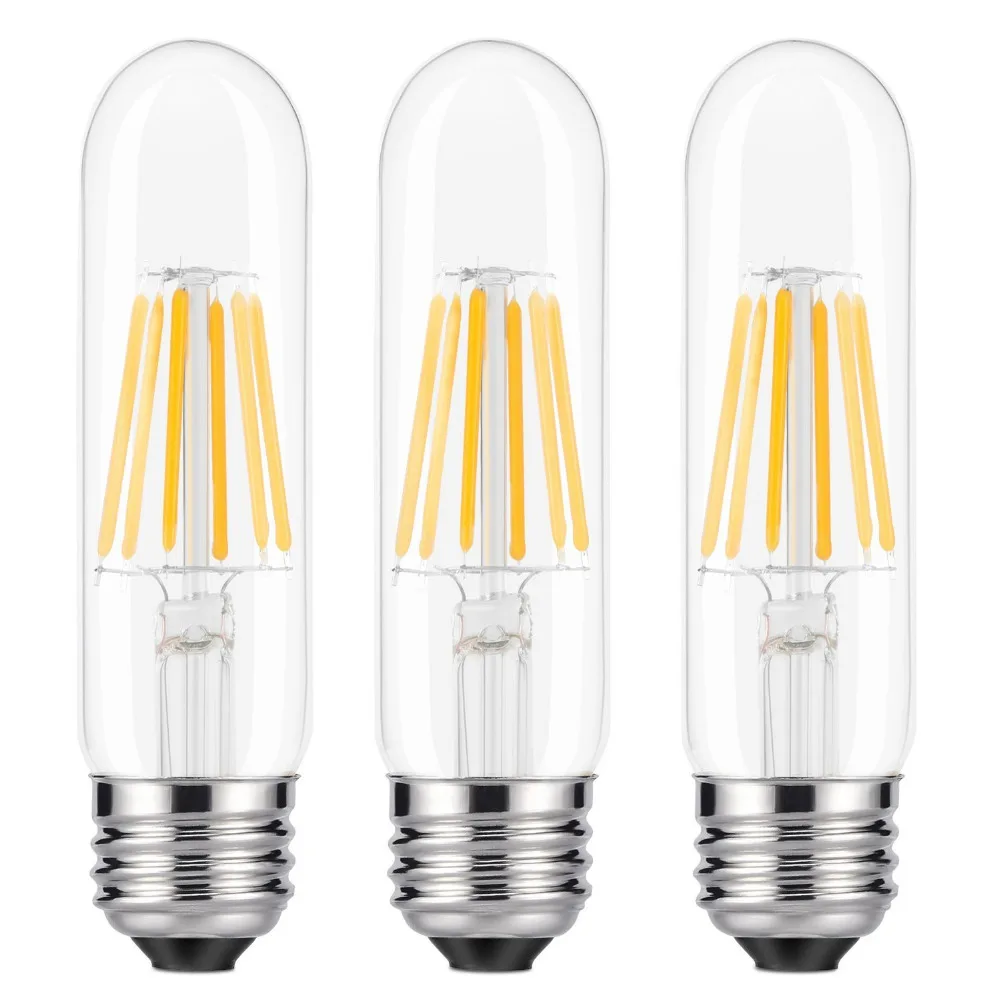 Kohree 3Packs 6w Dimmable T10 LED Tubular Bulb Filament Clear Bulb 60W