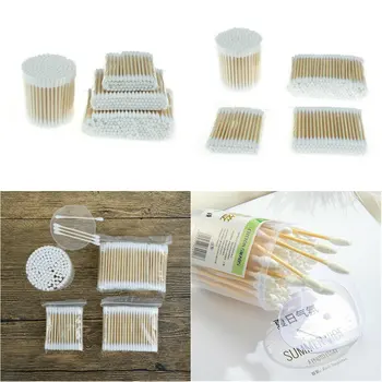 

1set Double Head Cotton Swab Women Makeup Cotton Buds Tip For Medical Wood Sticks Nose Ears Cleaning Health Care Tools