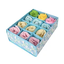 12 Cell Fabric Organizer Storage Box Socks Underwear Bra Drawer Closet Baskets Divider For Underwear Scarfs Socks Bra