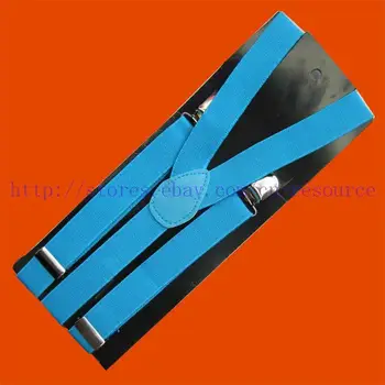 

Unisex Clip-on Braces Elastic Y-back Suspenders Acid Blue
