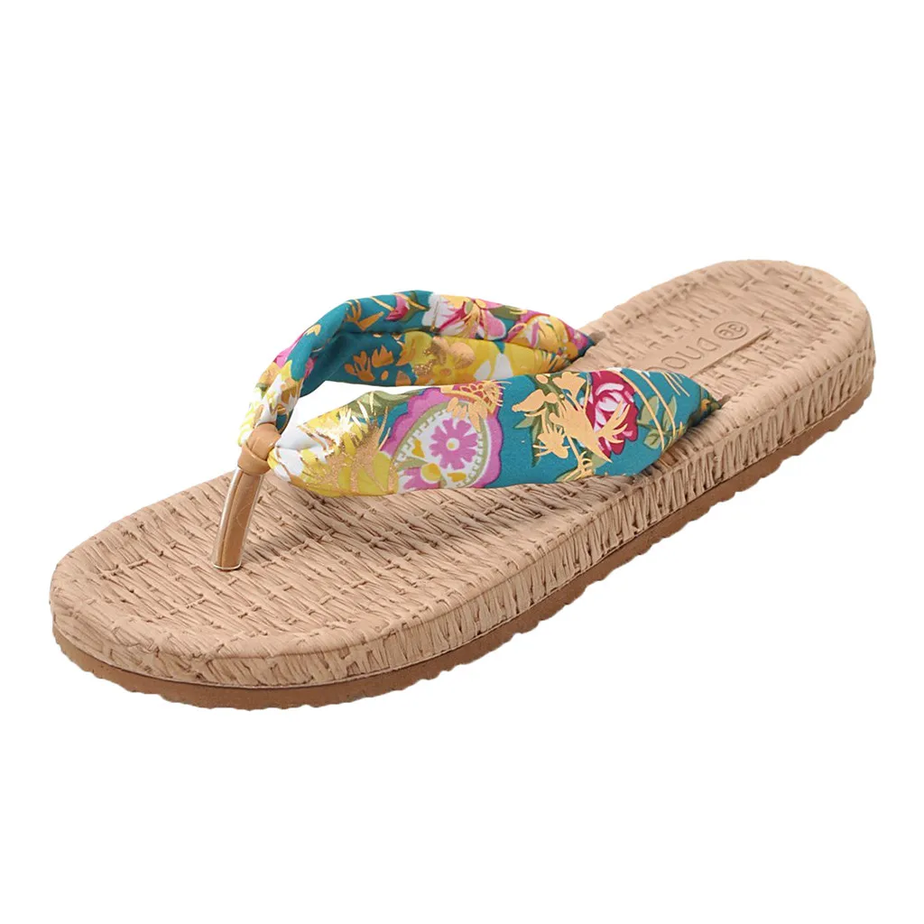 

SAGACE Fashion Summer Women Everyday Anti-Skid Flip Flops Printing Casual Beach Non-Slip Clip-Toe Outdoor Bohemia Style Slippers