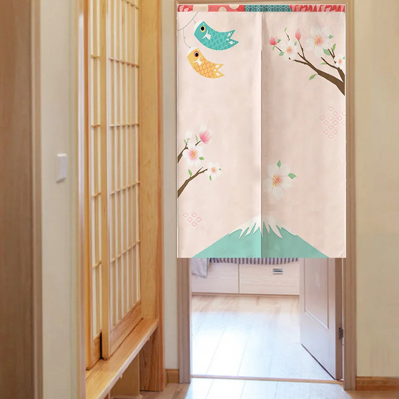 Японский стиль, тканевая занавеска с цветочным рисунком, кухня, столовая, спальня, воздушная занавеска, хлопок, лен, половина занавески, перегородка, ML186A