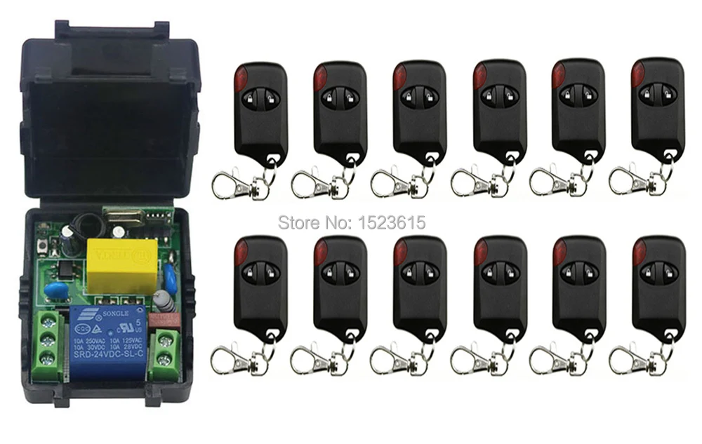 

AC220V 10A 1CH Wireless Remote Control Switch System 1*Receiver + 12*cat eye Transmitters for Appliances Gate Garage Door