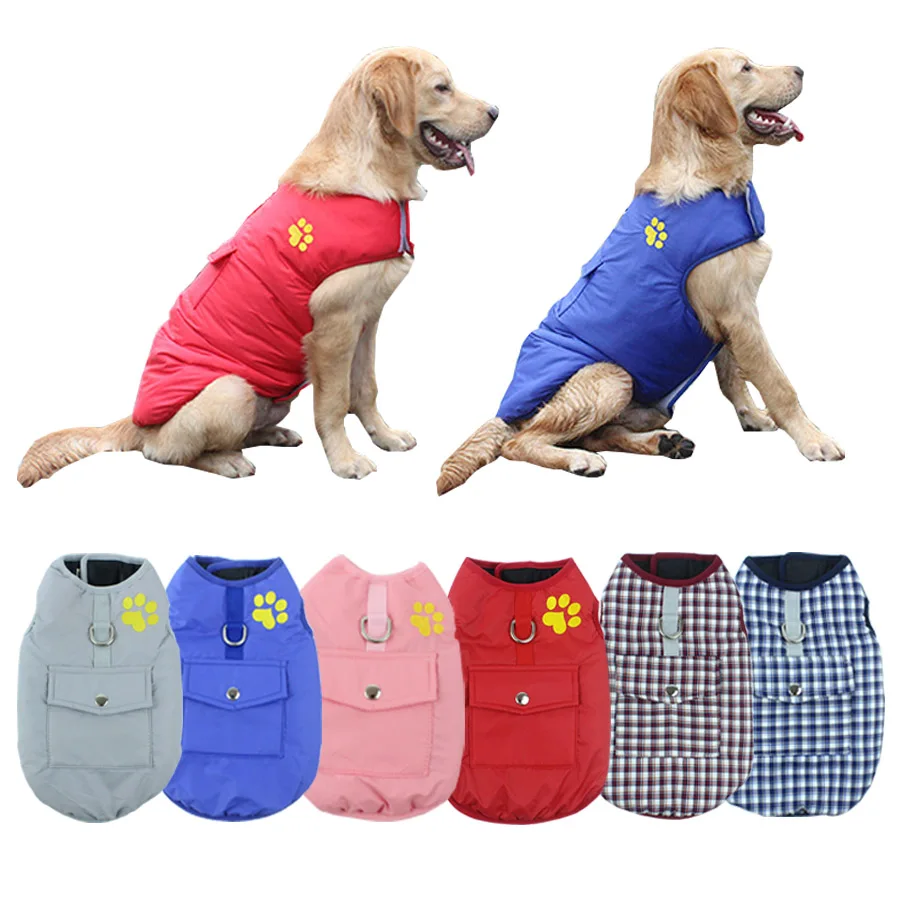 

Dog Clothes For Small Medium Large Dogs Waterproof Reversible Puppy Pet Vest Jacket Winter Dog Coat Golden Retriever Clothing