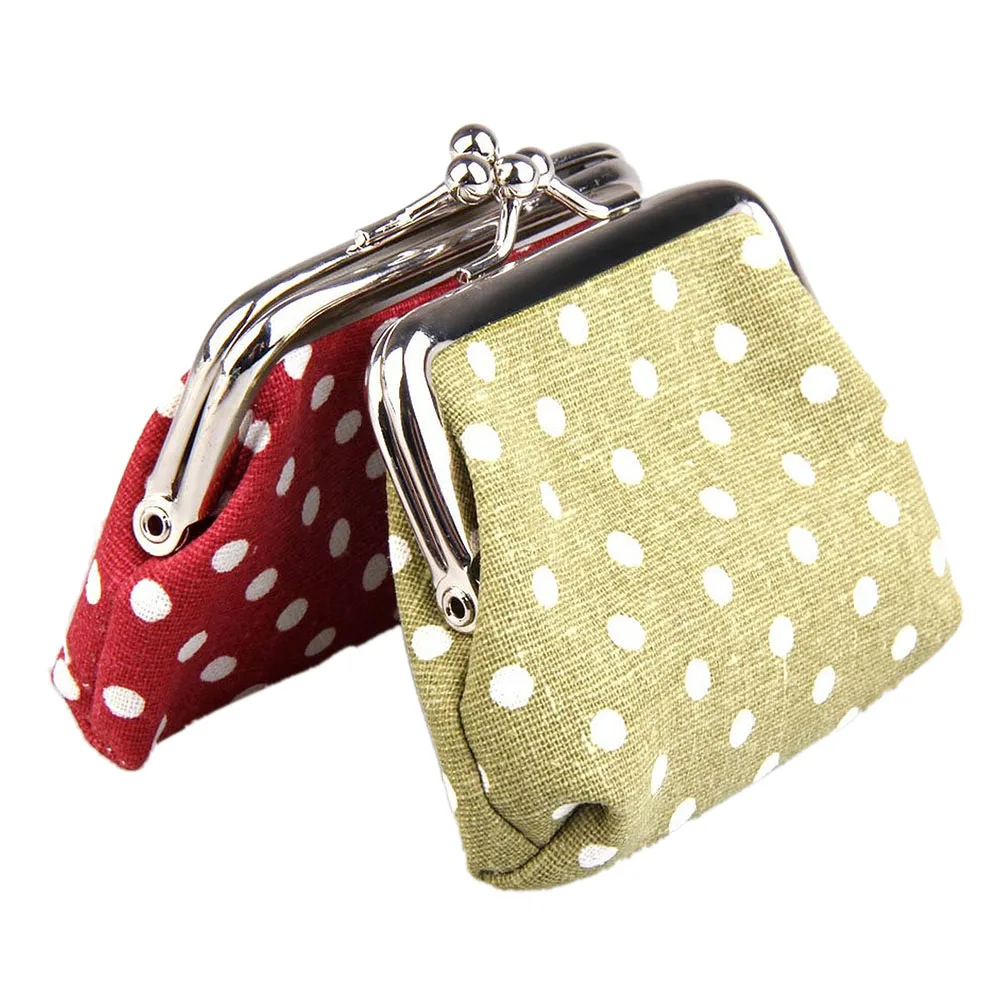 Cute Girl Mini Purse Polka Dots Pattern Coin Change Key Pouch Snap