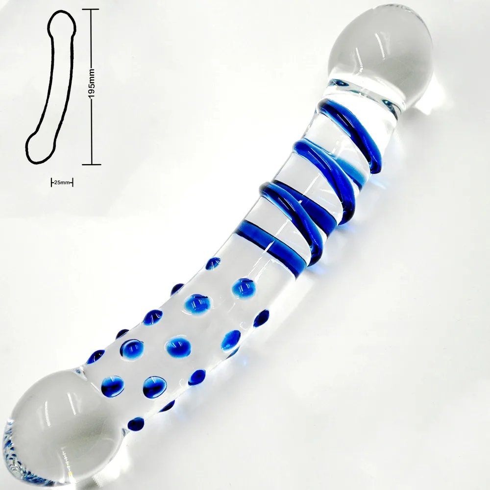  Double ended Pyrex Glass Dildo artificial dick male genital penis anal butt plug adult masturbator sex toys for women men gay 