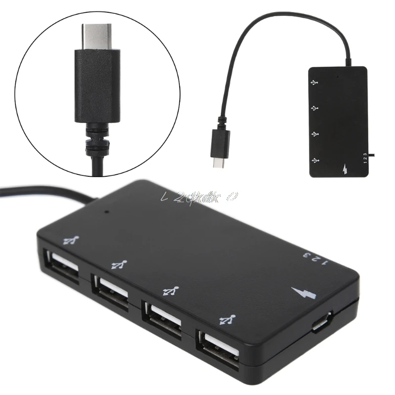 Высокоскоростной концентратор USB C с 4 портами OTG Type подставкой для телефона