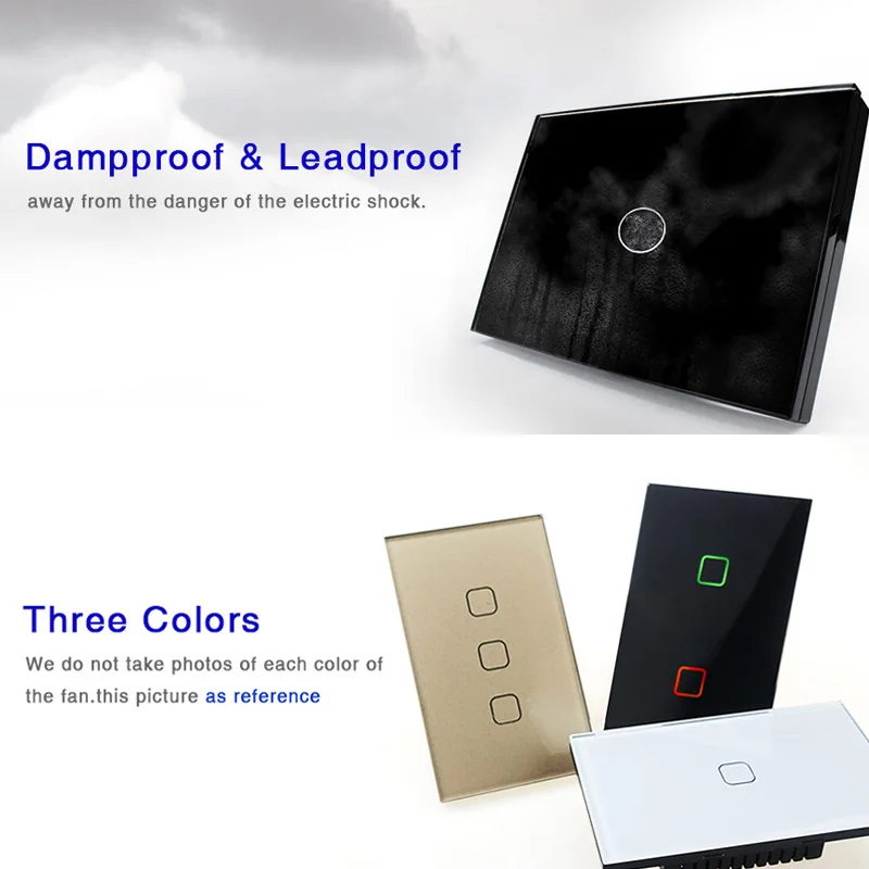  Free Shipping US Standard 1 2 3 Gang 1 Way Wall Light Controler Smart Home Automation Touch Switch  - 32873592866