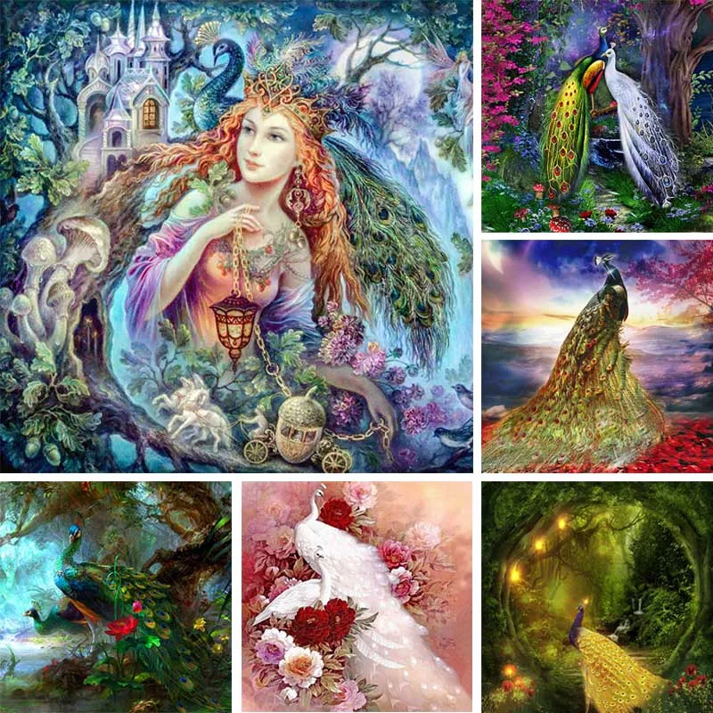 

Full Drill 5d Diy Diamond Painting Peacock Animal Diamant Painting Girl Flower Diamond Embroidery Forest Art Home Decor gift X36