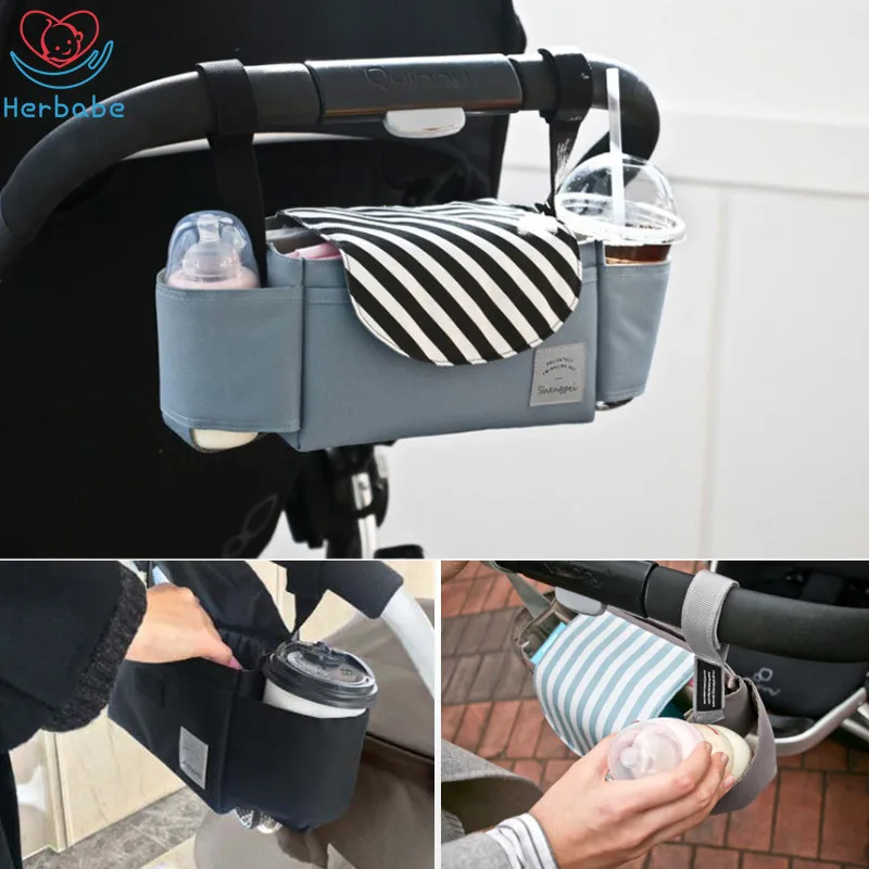 

Herbabe Baby Stroller Accessoris Storage Bag Waterproof Large Capacity Stroller Organizer Cart Bottle Bag Mummy Diaper Nappy Bag