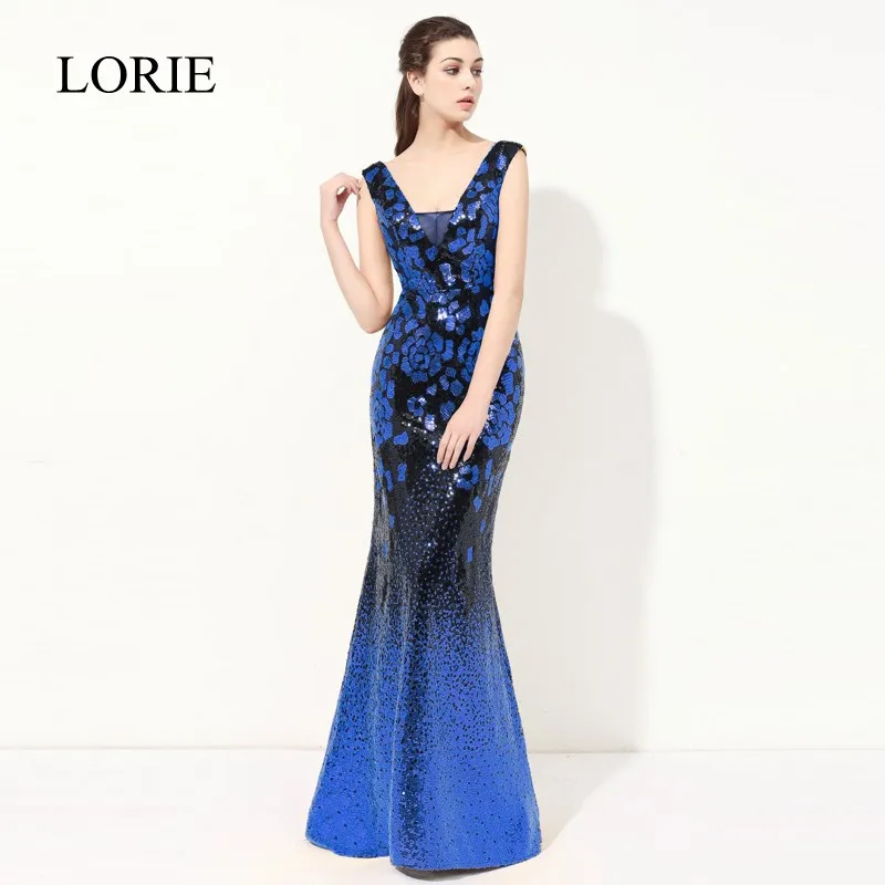 Sparkly Sequin Royal Blue Mermaid Prom Dresses Women Formal Evening