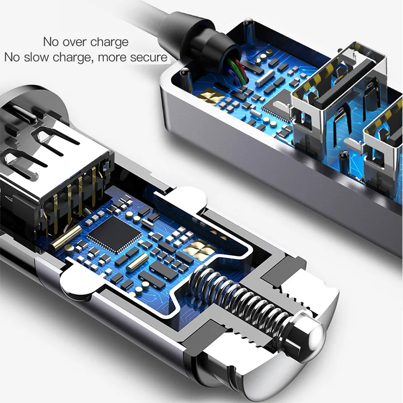 Cena Baseus 4 USB szybka ładowarka samochodowa dla iPhone iPad Samsung Tablet ładowarka do telefonu komórkowego 5V 5.5A samochód adapter ładowarki USB ładowarka samochodowa