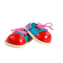Children's educational wooden wearing shoes toys kindergarten early education wearing rope threading props laces puzzle toy Children's educational wooden wearing shoes toys kindergarten early education wearing rope threading props laces puzzle toy