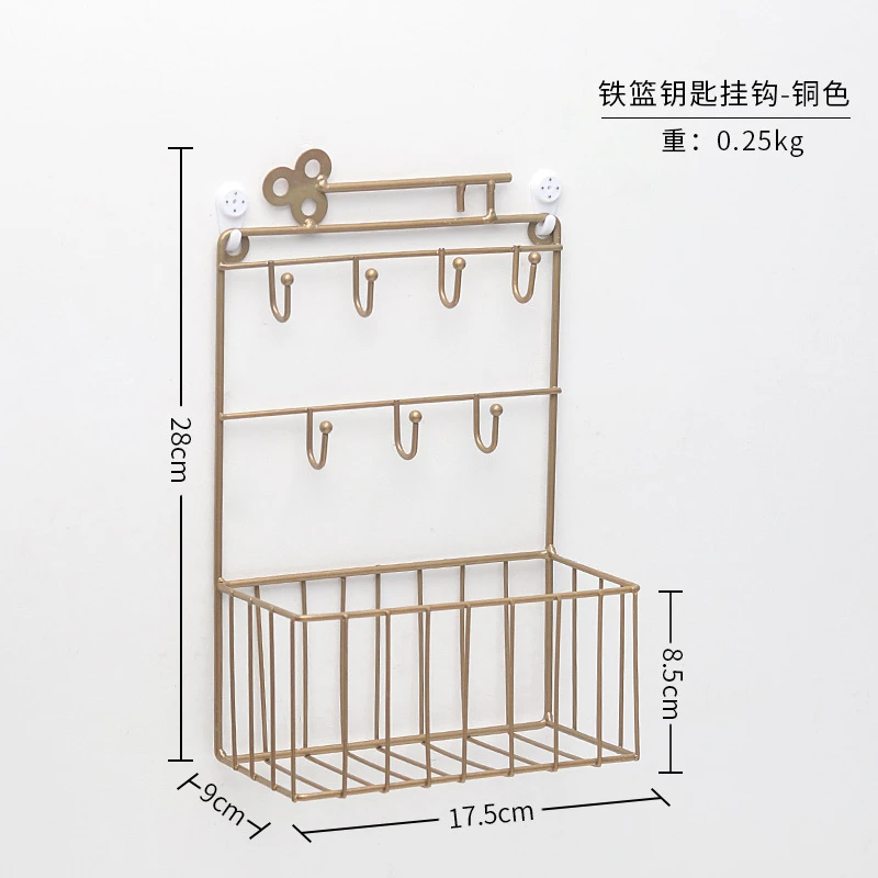 Многофункциональный настенный металлический стеллаж для хранения для дома, креативная дверь, назад, настольный декорация кованое железо, ключ, отделочная стойка