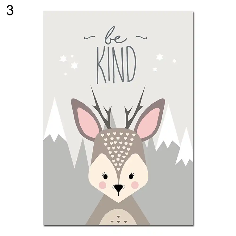 Nouveau Beau Dessin Animé Renard Hibou Cerf Nordique Toile Peinture Art Imprimer Affiche Photo Mur Bébé Chambre Enfants Chambre Décoration De La