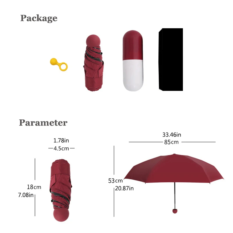 Качественный капсульный мини карманный зонтик, прозрачный мужской зонт, Ветрозащитный складной зонтик, Женский Компактный Зонт от дождя