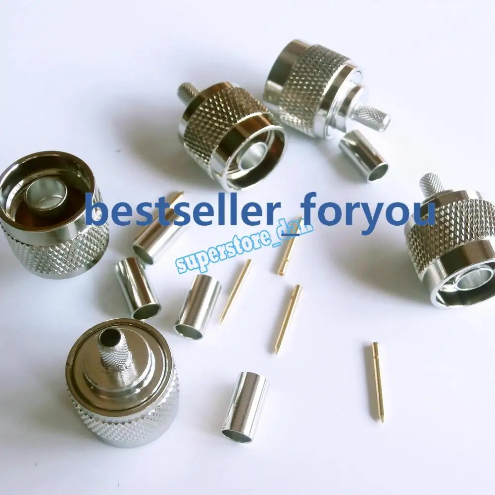 1x 커넥터 스트레이트 N 수 플러그 크림프 RG58 RG142 LMR195 RG400 케이블