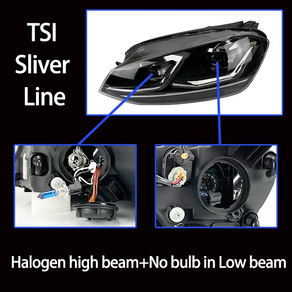 AKD автомобильный Стайлинг для VW Golf 7 MK7 светодиодный налобный фонарь Golf7.5 R LINE Design DRL Hid Dynamic Signal Head Lamp Bi Xenon Beam аксессуары - Цвет: TSI Sliver line