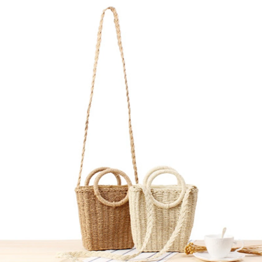  British style new handkerchief slung dual-use woven bag holiday beach straw bag retro fashion women