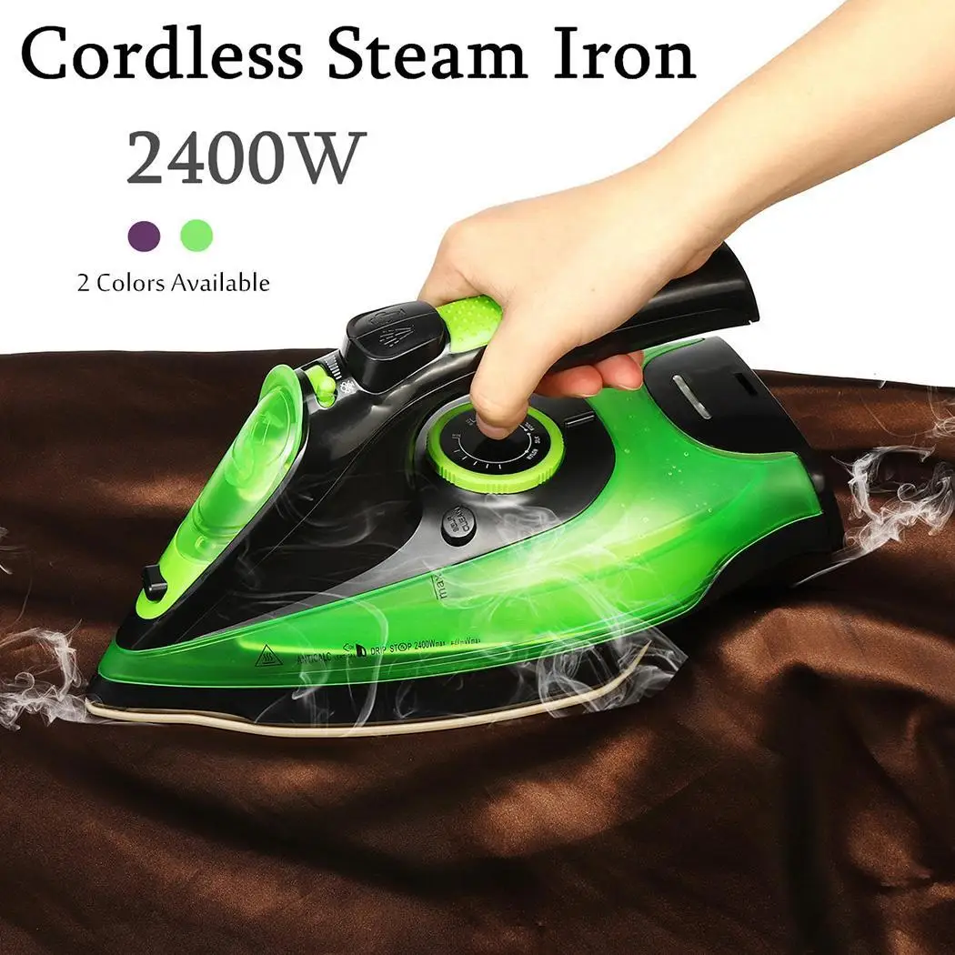 

EU Plug 2400W Steam Iron 5 Speed Adjust Cordless Wireless Charging Portable Clothes Ironing Steamer Portable Ceramic Soleplate
