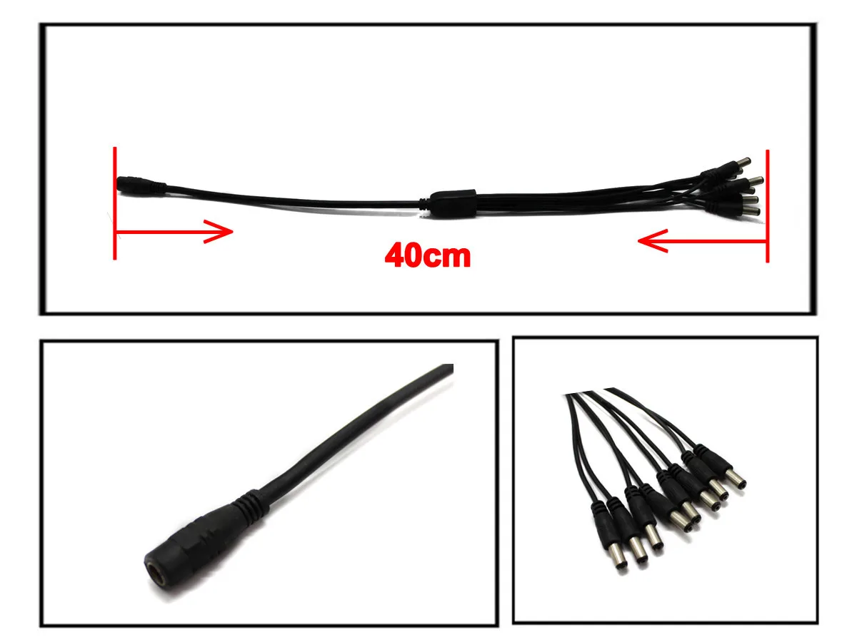 DC 2.1 1 до 8 Splitter Кабель-адаптер Мощность привести косичкой 1 Женский до 8 Мужской DC Разъем для CCTV безопасности Камера