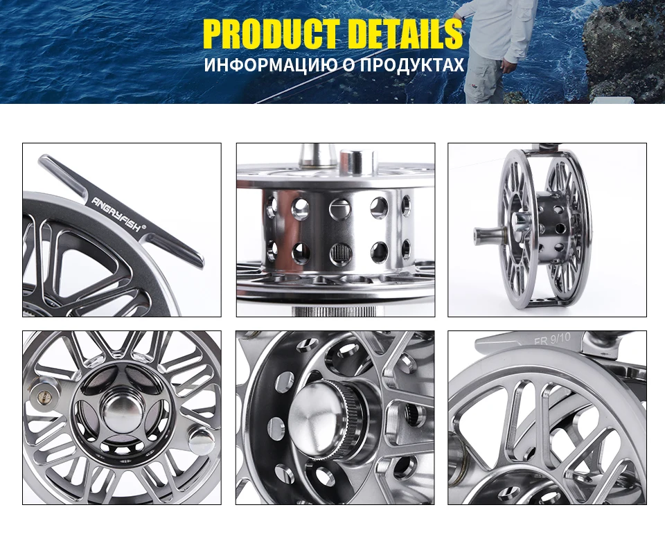 Carretel de Pesca Carretel de Pesca com Grande 2 + 1bb Angryfish Voar Liga Alumínio Metal Cheio Fundição com Grande Caramanchão 16 de pesca com grande caramanchão