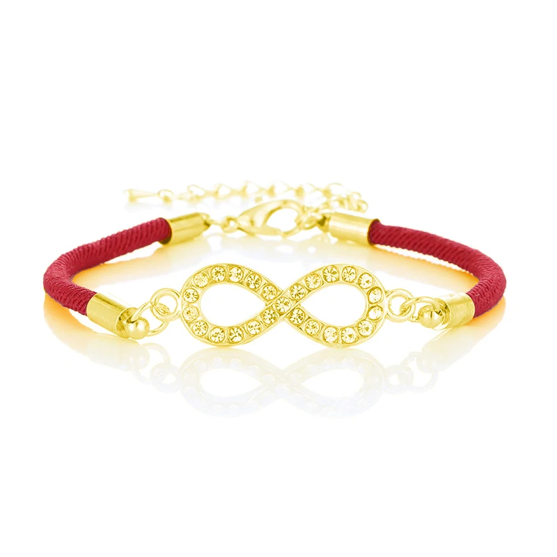 Bracelet Jewelry Alphanumeric 8 Chakra Infinite Weaving Female Bracelet Red Rope Line Thread Pink Bracelet