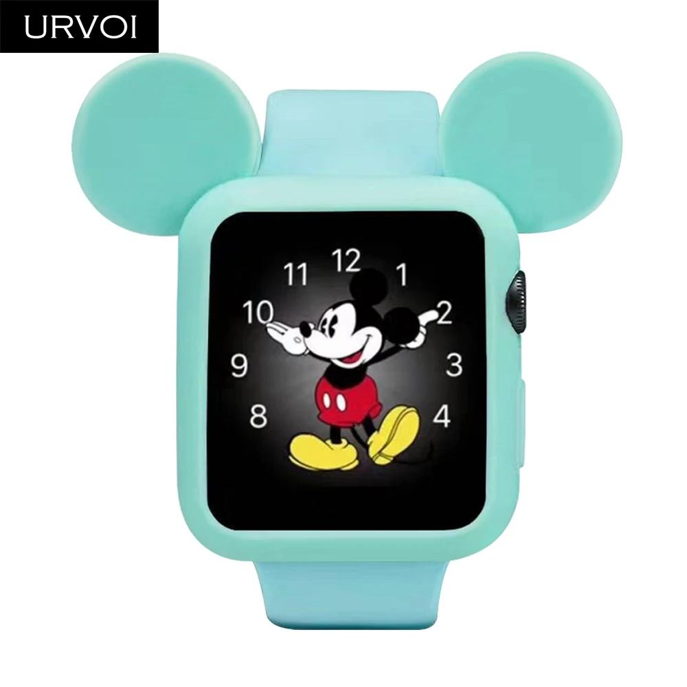 URVOI Cover for apple watch case series 4 3 2 40/44mm band protector for iWatch silicone cartoon design cover for Mickey URVOI Cover for apple watch case series 4 3 2 40/44mm band protector for iWatch silicone cartoon design cover for Mickey