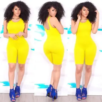 

2019 Women Casual Sleeveless Bodycon Romper Jumpsuit Club Pants Summer Solid Color Vest 1PCS Casual Sexy Playsuit NEW