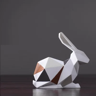 Modern Resin Origami Rabbit Cat Statues Art Sculpture Geometric Animals Crafts TV Cabinet Office Garden Decoration R855 - Цвет: 15x8x15cm